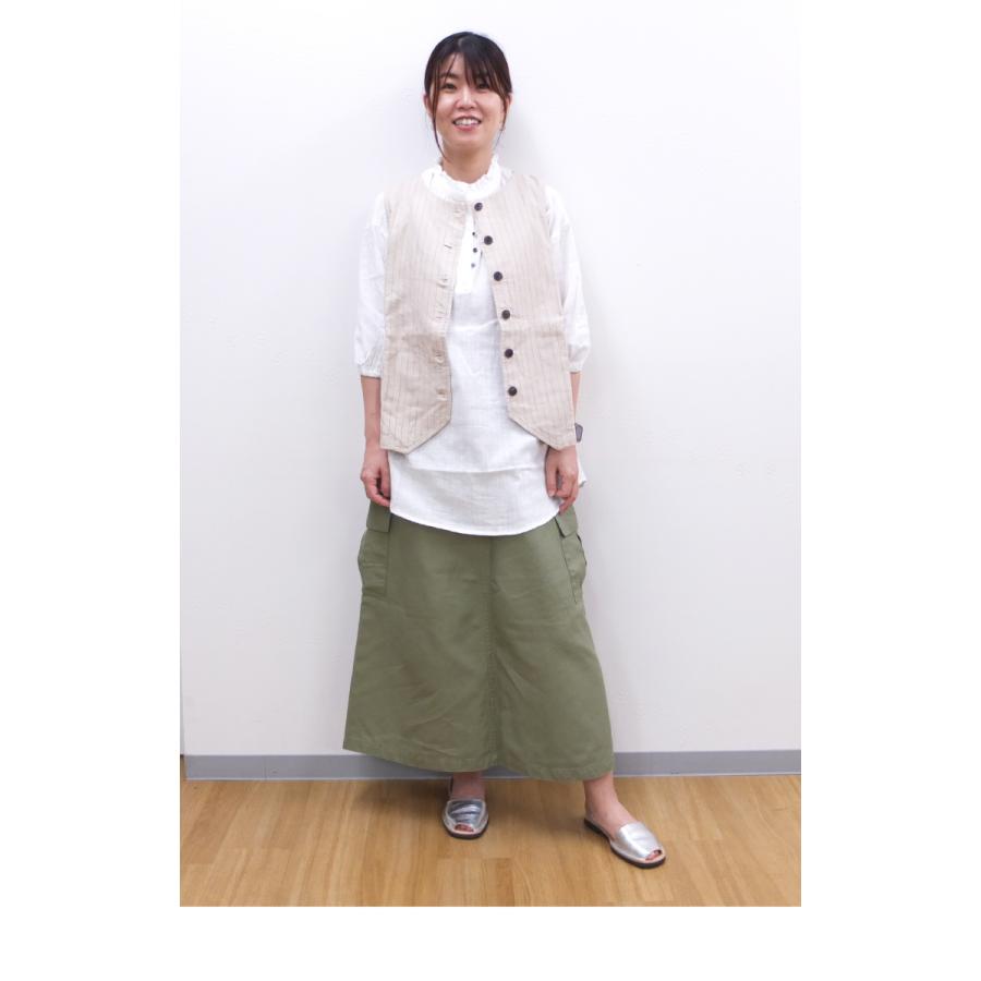 [B] 【SALE・セール】 イナ ina ジレ ベスト 綿 麻 リネン Made in Japan 日本製 レディース コットンリネンキャンバス後ろベルトベスト | イナ | 08