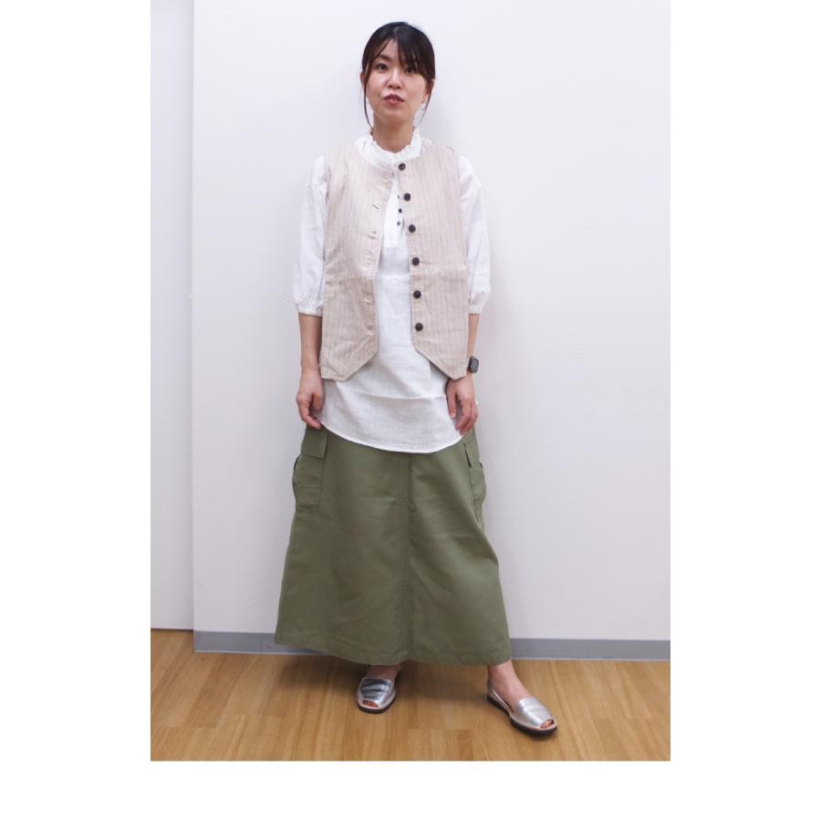 [D] 【SALE・セール】 イナ ina シャツ ブラウス チュニック 無地 日本製 スラブダブルガーゼナチュラルワッシャー襟フリル袖ゴムチュニック | イナ | 03