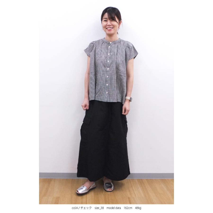 [B] 【SALE・セール】イナ ina シャツ ブラウス 2WAY チェック ギンガムチェック ストライプ 日本製 綿麻２WAYシャツブラウス | イナ | 02