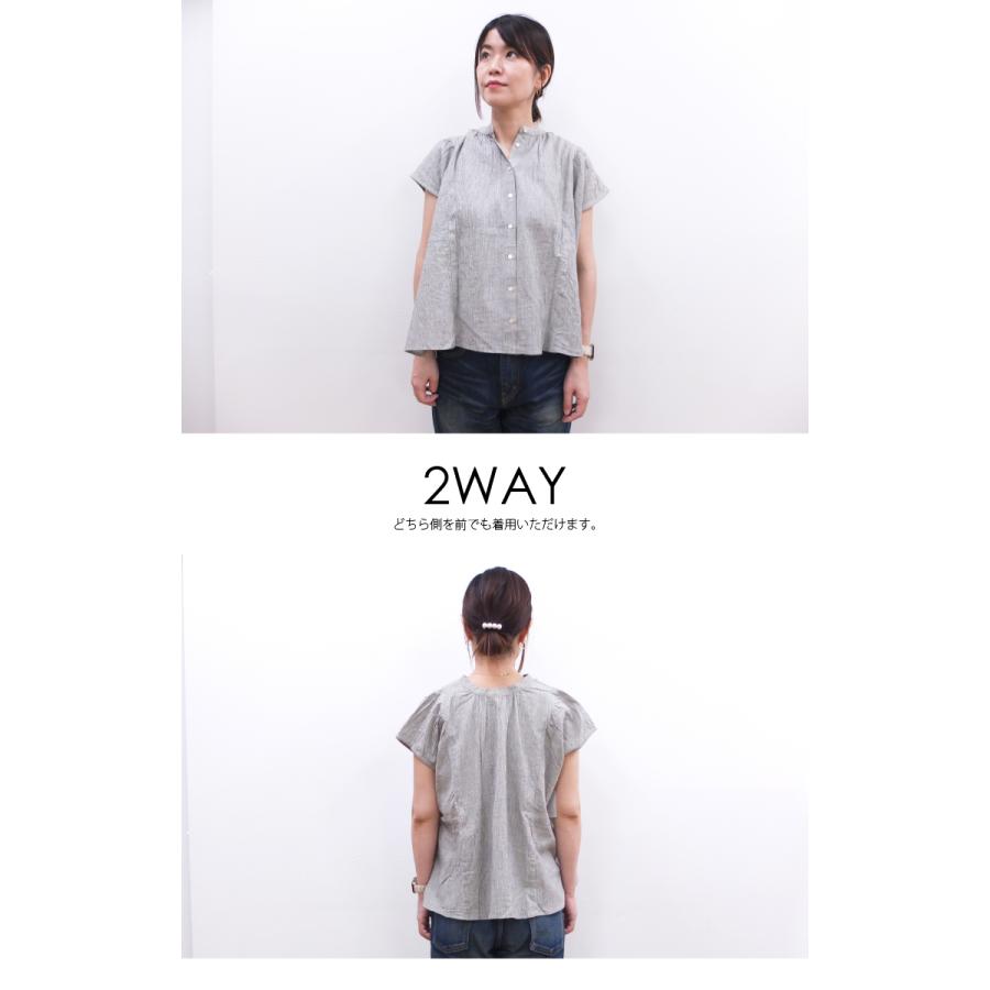 [B] 【SALE・セール】イナ ina シャツ ブラウス 2WAY チェック ギンガムチェック ストライプ 日本製 綿麻２WAYシャツブラウス | イナ | 08