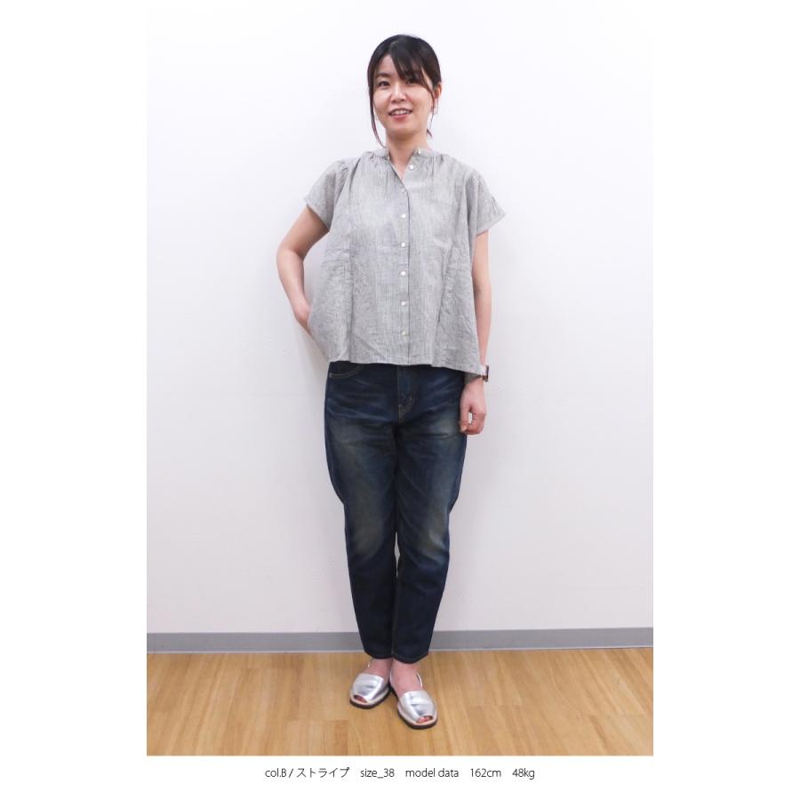 [B] 【SALE・セール】イナ ina シャツ ブラウス 2WAY チェック ギンガムチェック ストライプ 日本製 綿麻２WAYシャツブラウス | イナ | 09