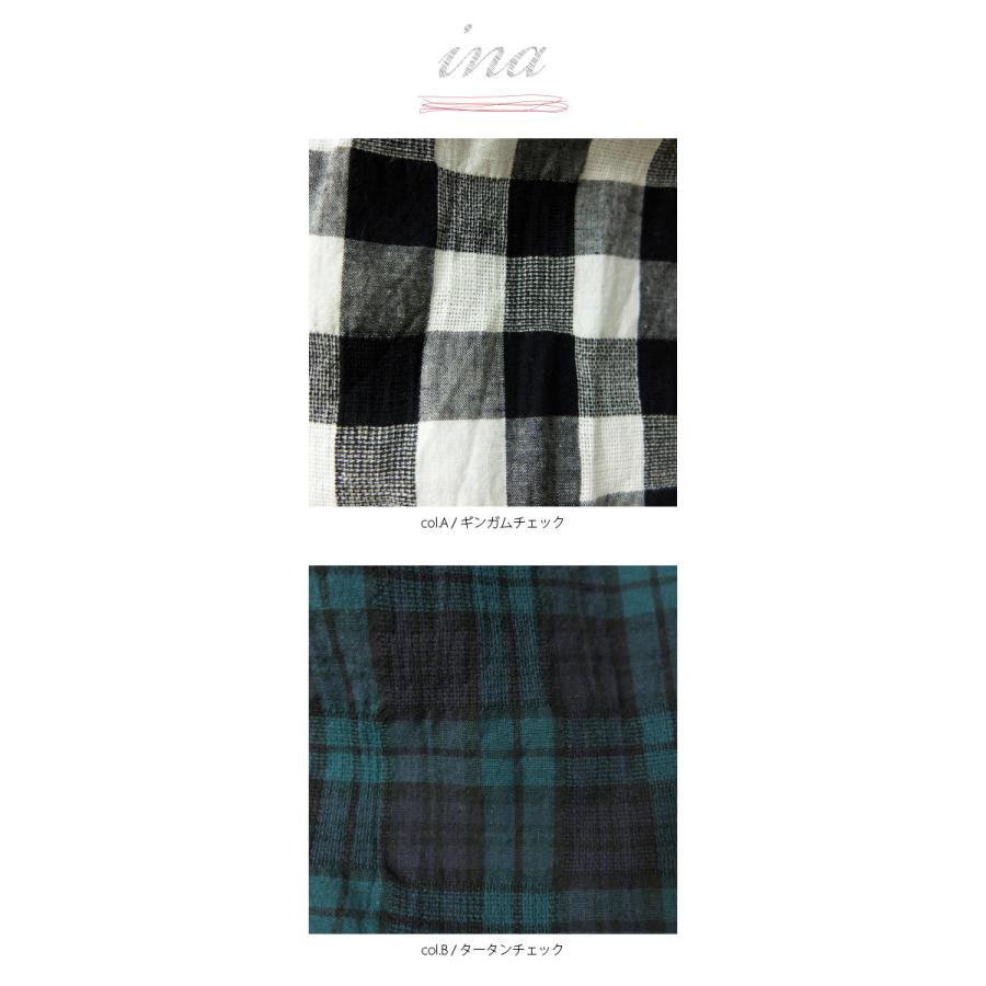 [B] 【SALE・セール】イナ ina ワンピース チェック シャツワンピース 日本製 レディース シンプル ナチュラル 半袖 綿麻チェックワンピース | イナ | 10