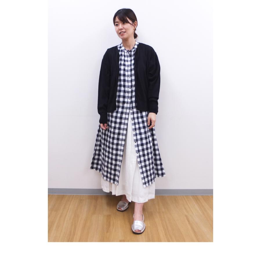 [B] 【SALE・セール】イナ ina ワンピース チェック シャツワンピース 日本製 レディース シンプル ナチュラル 半袖 綿麻チェックワンピース | イナ | 02