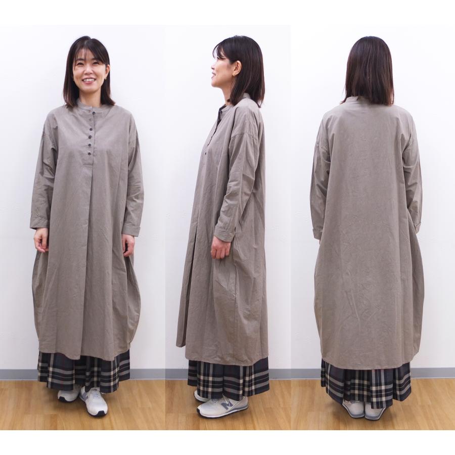 [B] 【SALE・セール】イナ ina ワンピース 無地 日本製 レディース シンプル ナチュラル スタンドカラープルオーバーワンピース | イナ | 10