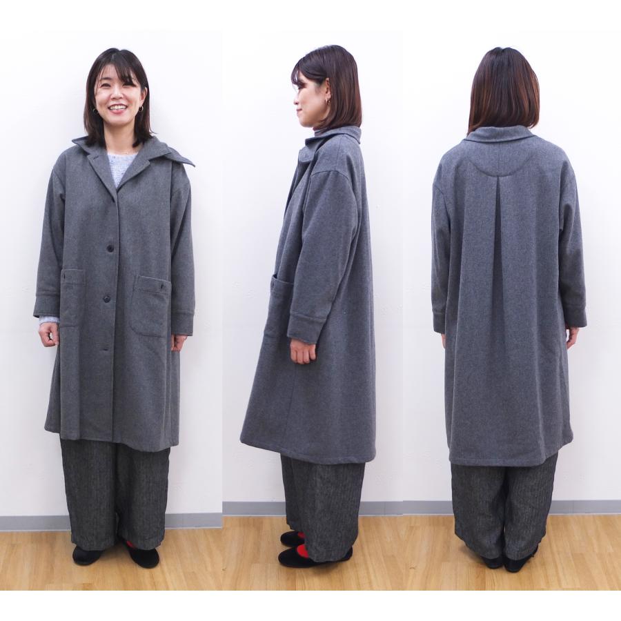 [B] 【SALE・セール】 イナ ina コート アウター ウールコート 無地 Made in Japan 日本製 レディース ウールフラノ襟タブ付き後ろタックコート | イナ | 12