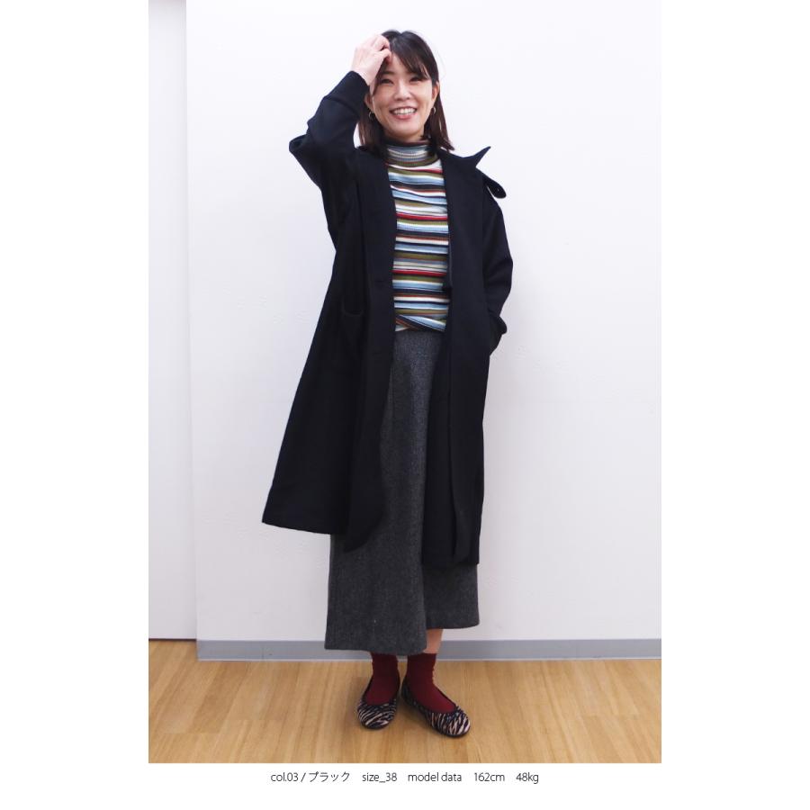 [B] 【SALE・セール】 イナ ina コート アウター ウールコート 無地 Made in Japan 日本製 レディース ウールフラノ襟タブ付き後ろタックコート | イナ | 01