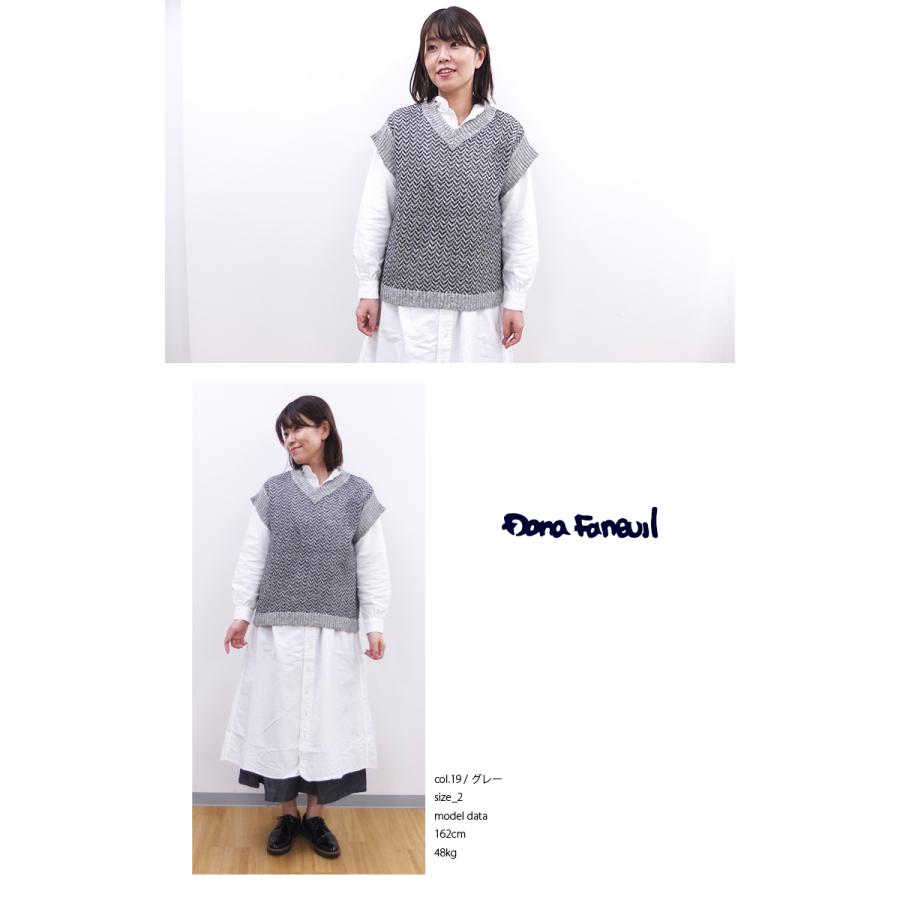 [H] 【SALE・セール】 ダナファヌル Dana Faneuil ニット ニットベスト ベスト ノースリーブ ヘリンボーン レディース ヘリンボーン柄 | DANA FANEUIL | 01