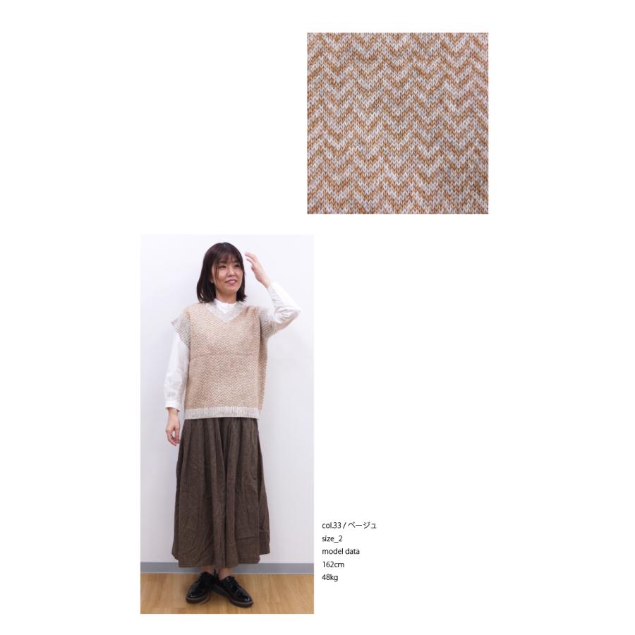 [H] 【SALE・セール】 ダナファヌル Dana Faneuil ニット ニットベスト ベスト ノースリーブ ヘリンボーン レディース ヘリンボーン柄 | DANA FANEUIL | 04