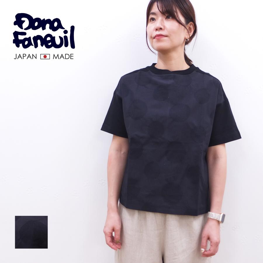 [D] 【SALE・セール】 ダナファヌル Dana Faneuil カットソー Tシャツ ドット 水玉 半袖 レディース 日本製 ドット布帛ｘカットソー | DANA FANEUIL
