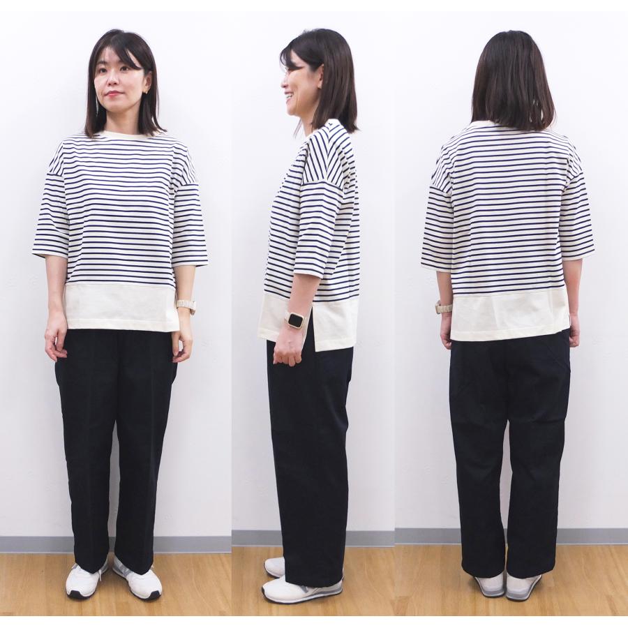 [B] 【SALE・セール】 ダナファヌル Dana Faneuil ボーダー 六分袖 カットソー Tシャツ 日本製 レディース スウェット パネル切り替えボーダーTシャツ | DANA FANEUIL | 11