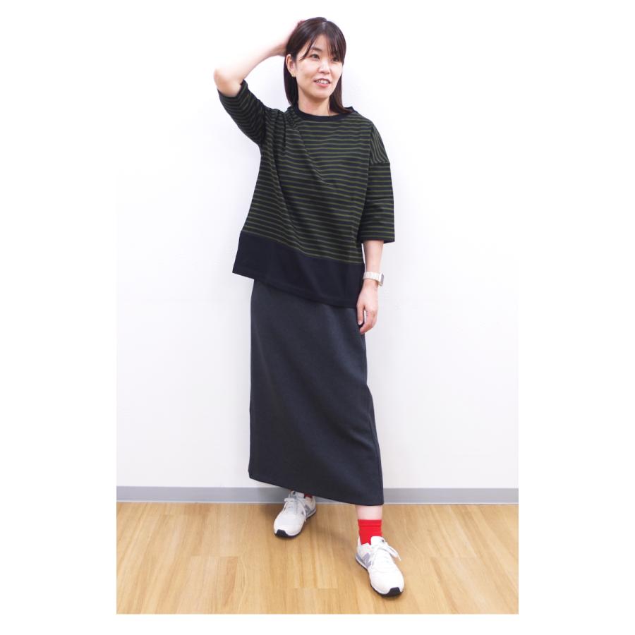 [B] 【SALE・セール】 ダナファヌル Dana Faneuil ボーダー 六分袖 カットソー Tシャツ 日本製 レディース スウェット パネル切り替えボーダーTシャツ | DANA FANEUIL | 08