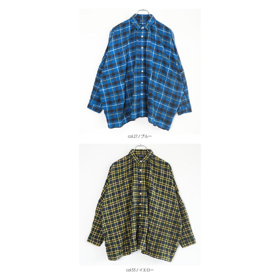 [B] 【SALE・セール】ダナファヌル Dana Faneuil チェック シャツ ブラウス ワイドシャツ レディース 日本製 長袖 チェックワイドシャツ | DANA FANEUIL | 08