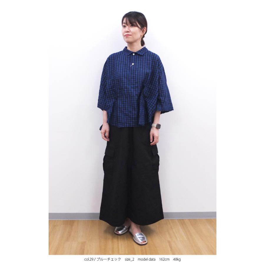 [D] 【SALE・セール】 ダナファヌル Dana Faneuil チェック シャツ 七分袖 ブラウス レディース 日本製 モダールシャーリング七分袖プルオーバーシャツ | DANA FANEUIL | 05