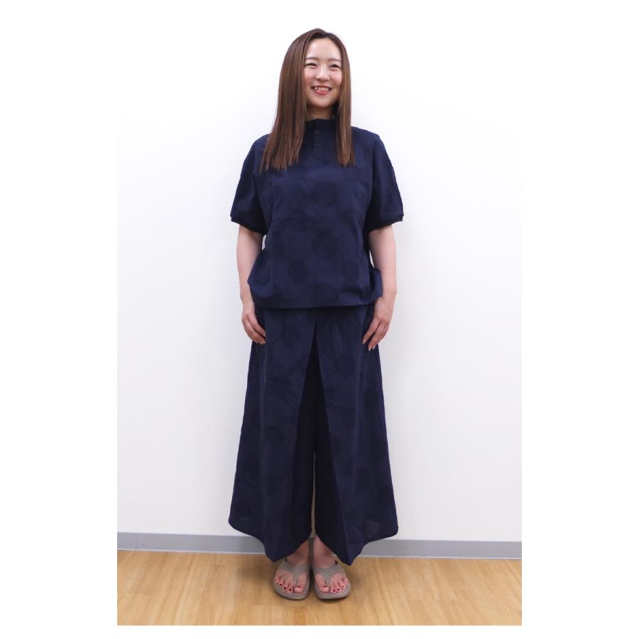 [D] 【SALE・セール】 ダナファヌル Dana Faneuil ドット 水玉 ジャガード 綿 麻 パンツ イージーパンツ ワイドパンツ キュロットパンツ 日本製 | DANA FANEUIL | 07