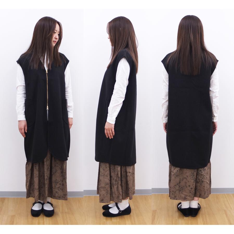 [D] 【SALE・セール】 ファヌル Faneuil ベスト ジップベスト ノースリーブ 日本製 レディース Vネック ニードルストレッチZIPベスト | FANEUIL | 04