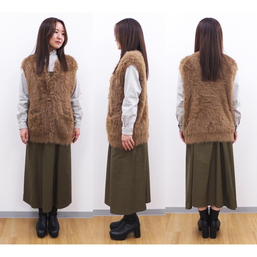 [H] 【SALE・セール】 ファヌル Faneuil ニット ファー ベスト ノースリーブ ファーベスト ニットベスト レディース Vネック もふもふファーニットベスト | FANEUIL | 06