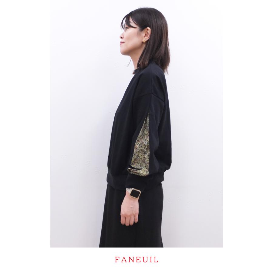 [B] 【SALE・セール】 ファヌル Faneuil カットソー スウェット トレーナー レディース 日本製 JAPAN リバティ切替スリーブスウェット | FANEUIL | 04