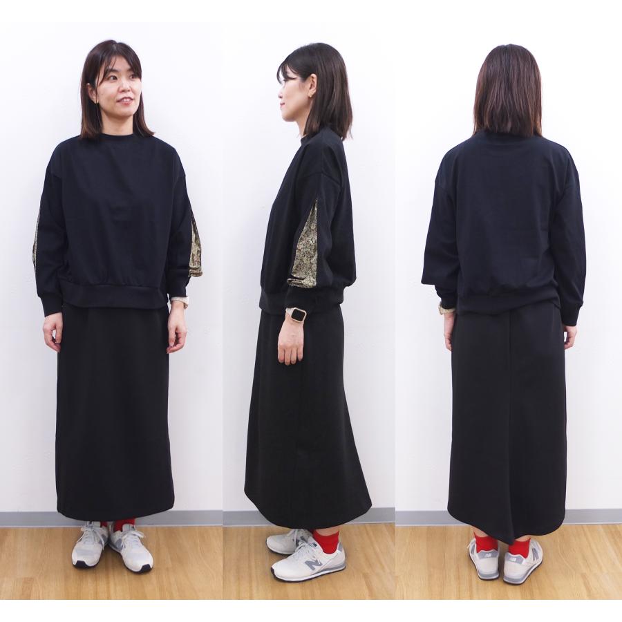 [B] 【SALE・セール】 ファヌル Faneuil カットソー スウェット トレーナー レディース 日本製 JAPAN リバティ切替スリーブスウェット | FANEUIL | 08