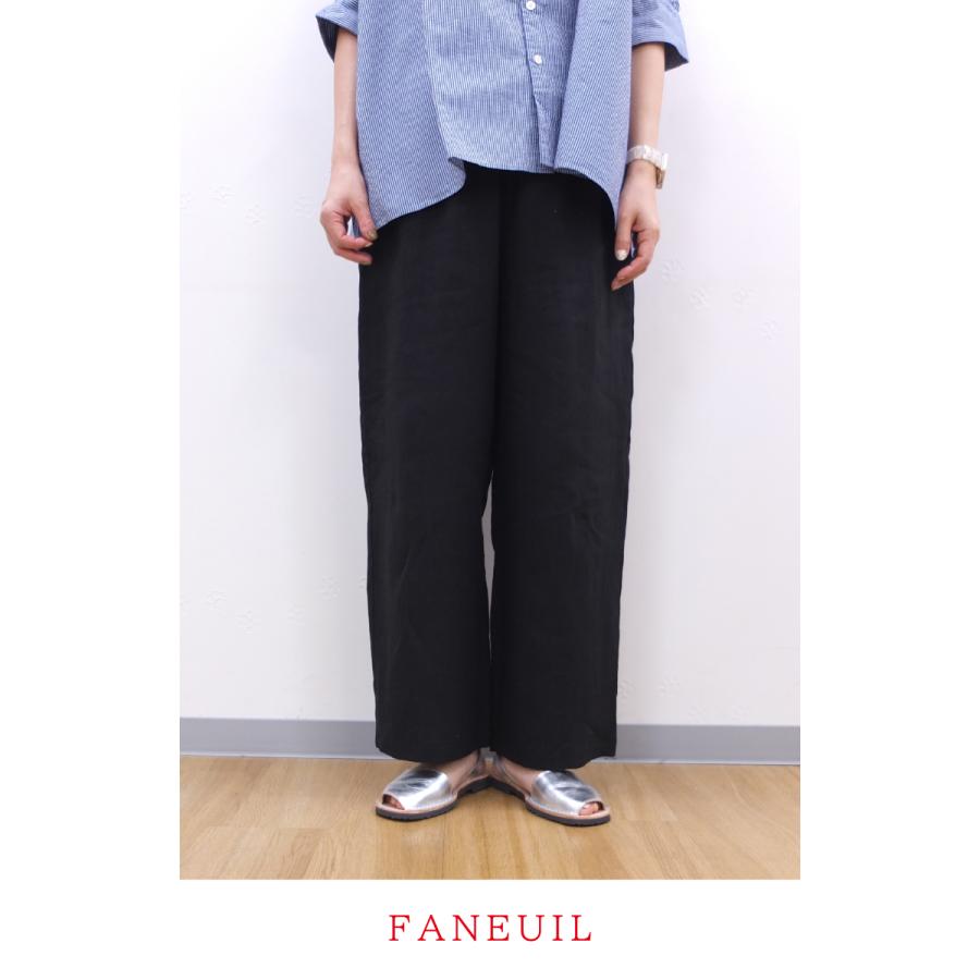[D] 【SALE・セール】 ファヌル Faneuil パンツ リネンパンツ イージーパンツ フレンチリネン 麻 レディース 日本製 リラックス フレンチリネンパンツ | FANEUIL | 01