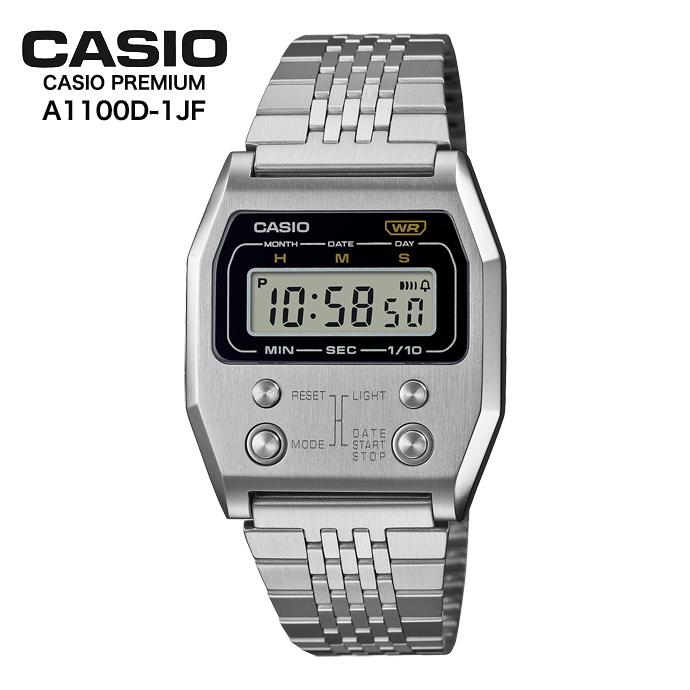 CASIO カシオ 時計 PREMIUMシリーズ A1100D-1JF ブラック シルバー系 ステンレススチール ユニセックス 美品 スタンダード（CASIO） CASIO A1100D-1JF PREMIUMシリーズ カシオ
