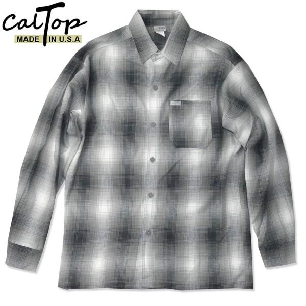 Cal Top キャルトップ オンブレ チェックシャツ OMBRE CHECK 長袖シャツ  グレ−/ホワイト GREY/WHITE｜b-e-shop