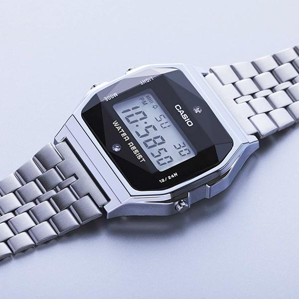 CASIO カシオ スタンダードデジタル ウォッチ 腕時計 A159WAD-1JF 天然 ダイヤモンド シルバー
