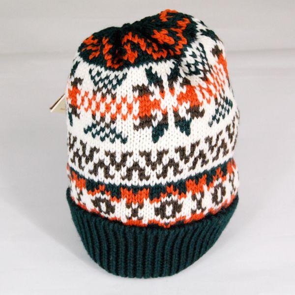 HIGHLAND2000ハイランド2000 フェアアイル柄 ボブ ニットキャップ FAIRISLE BOB KNIT CAP GREENxOFF WHITE｜b-e-shop｜02