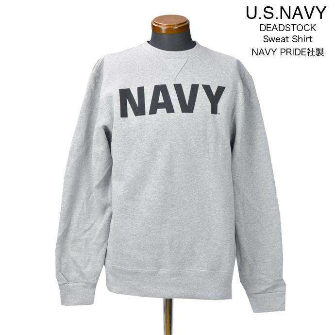 USA製 NAVYロゴスウェット グレー L相当 ボックスシルエット MILITARY（ミリタリー） U.S.NAVY スウェット ネイビーロゴ グレー