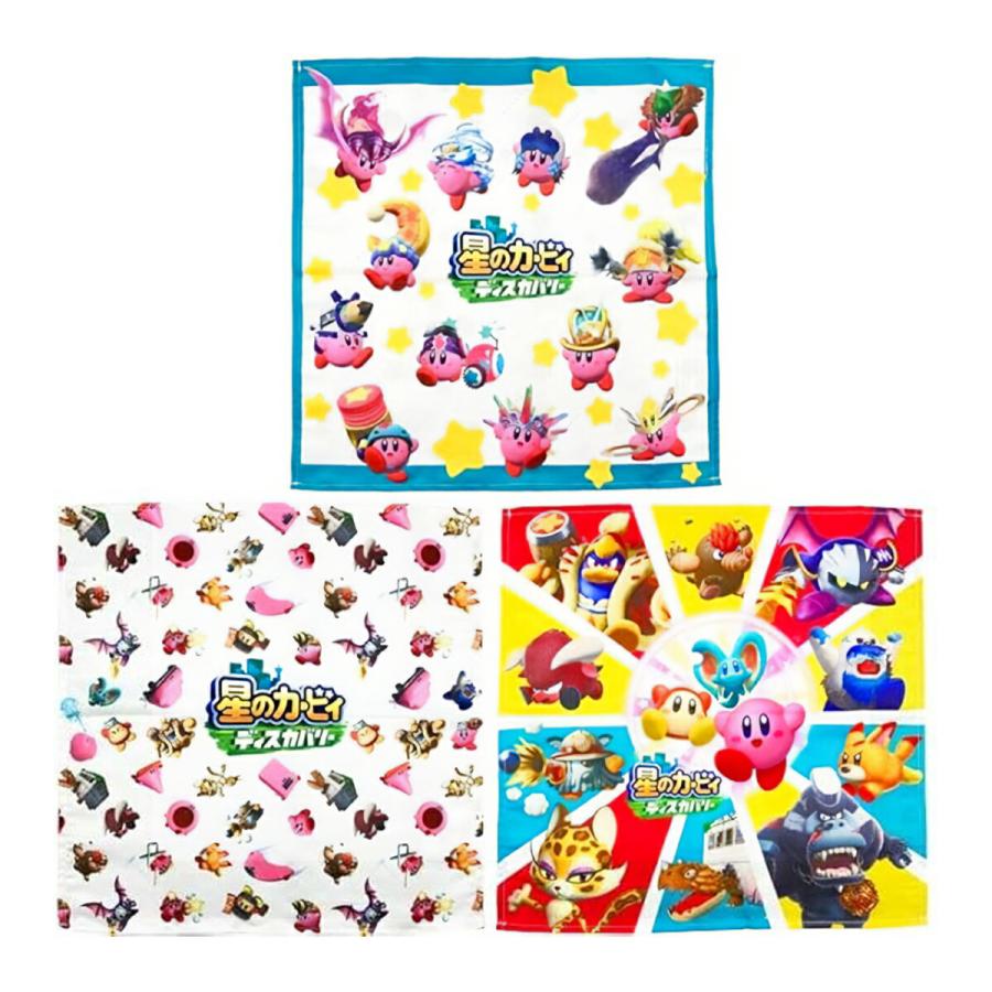 星のカービィ ナフキン 3枚セット 小学校 給食 お名前タグ付き 43×43cm ランチクロス 幼稚園 入園 入学 通園 カービー（Yahoo!・雑貨イズム）