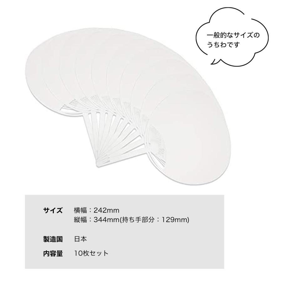 日本製 うちわ 白 無地 10枚 横242mm×縦344mm 工作 手作り コンサート