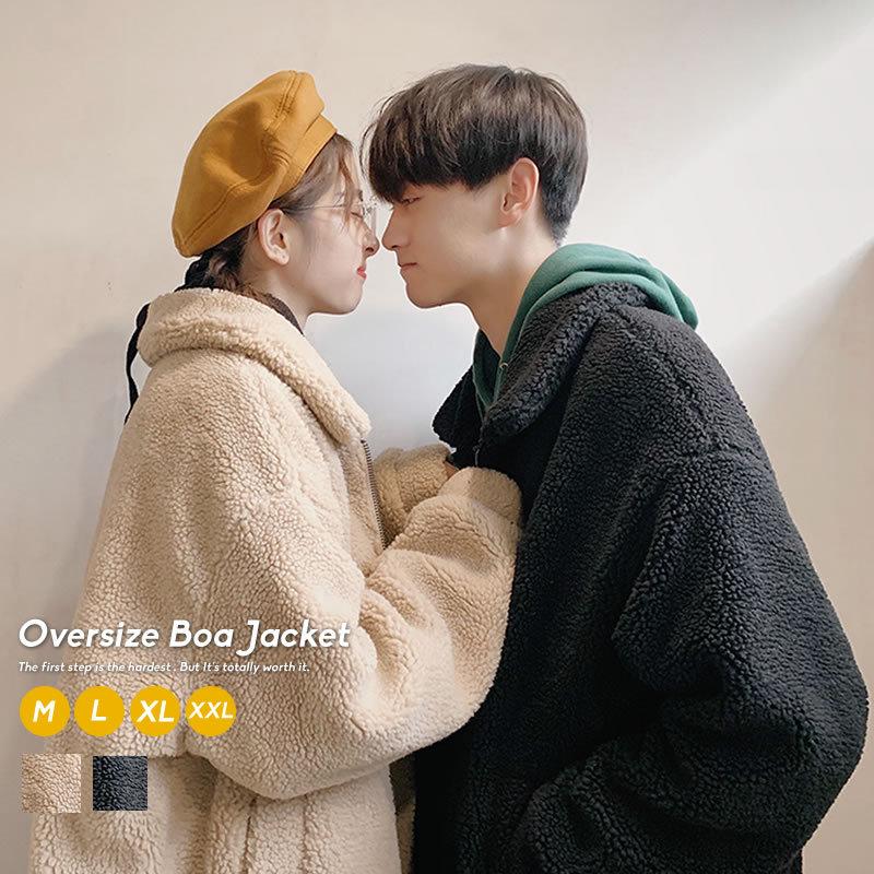 ペアルック カップル 冬 コート ビックシルエット ボアジャケット お揃い おしゃれ ボア オルチャンファッション 韓国服 デート おでかけコーデ おそろ Stjtu004 ペアルック専門店 Like 通販 Yahoo ショッピング