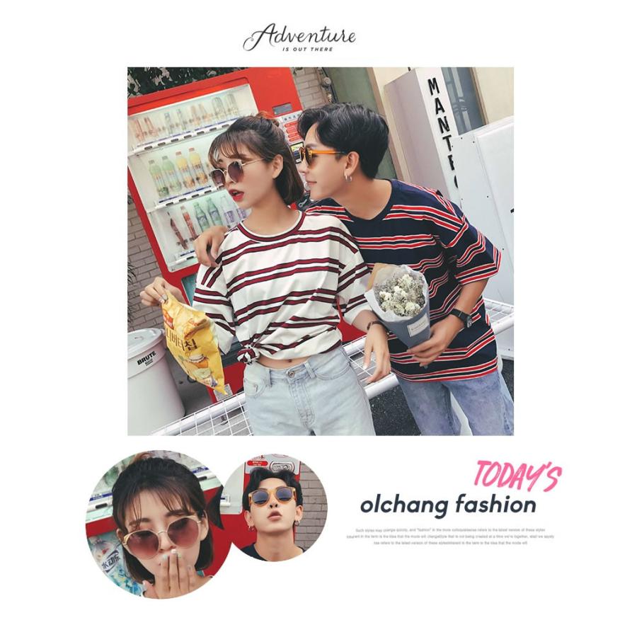 ペアルック ペアtシャツ 韓国 ファッション カップル おそろい リンクコーデ ユニセックス メンズ レディース 彼氏 彼女 半袖 ボーダー Stttu001 ペアルック専門店 Like 通販 Yahoo ショッピング