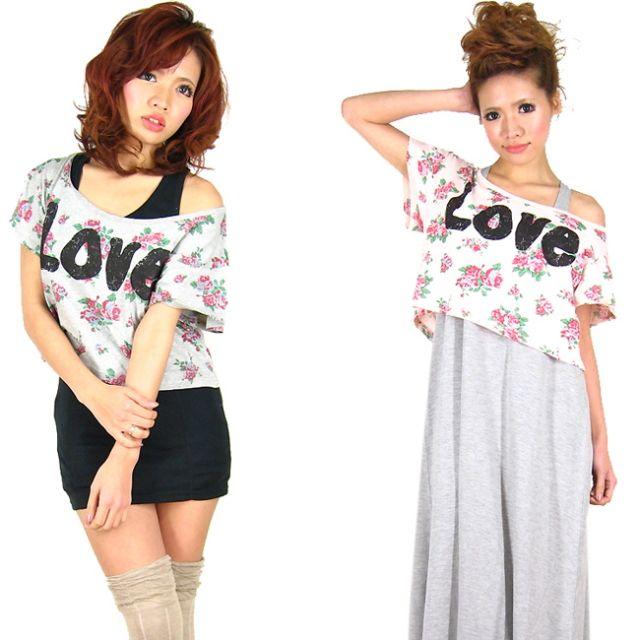 在庫処分 花柄 tシャツ 半袖 フラワー柄＆ロゴドルマンTシャツ