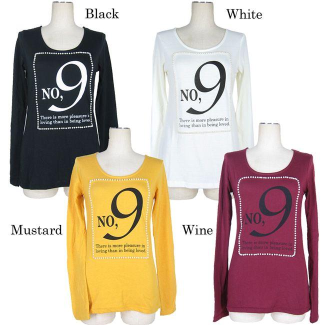パール付ナンバープリントロングtシャツ Tシャツ 長袖 レディース Cu0 138 Beautiful Happy 通販 Yahoo ショッピング