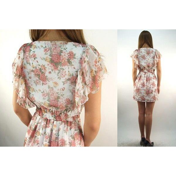 レースアップ花柄シフォンチュニックワンピース フラワー柄 ワンピース ミニ丈ワンピース レディース On014 Beautiful Happy 通販 Yahoo ショッピング