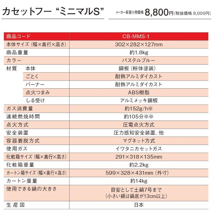 Iwatani（イワタニ） ミニマルS コンロ＋別売り専用プレート＋カバー
