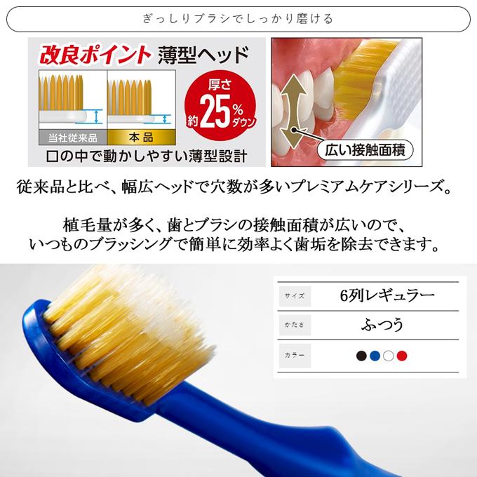 プレミアムケア 6本セット ハブラシ 6列レギュラー ふつう エビス 日本