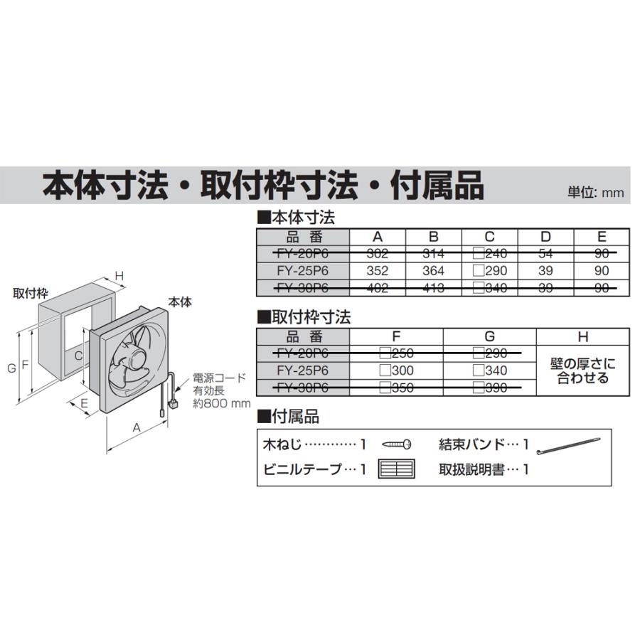 Panasonic（パナソニック） 一般換気扇 FY-25P6 埋込30cm スタンダード