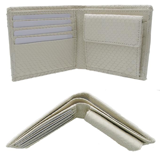 白蛇 錦ヘビ 無双 二つ折り財布 錦蛇革使用 日本製 メンズ レディース