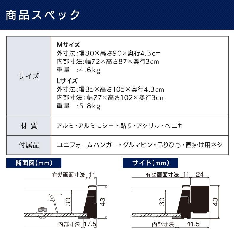 ユニフォーム額縁 ユニフォーム額 L114S-Lサイズ W85.1XH105 ユニフォーム額縁 ユニフォーム額 L114S-Lサイズ W85.1XH105