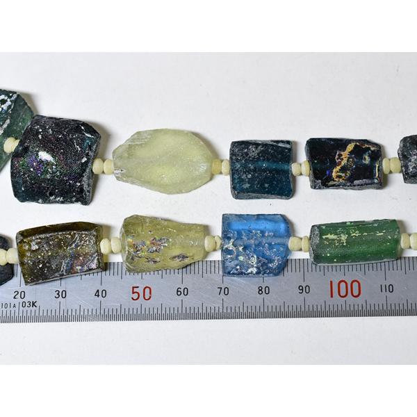 ●わくわくとんぼ玉★古代ローマングラス上質美銀化四角残欠片ビーズ一連2 蜻蛉玉【2301】【送料無料】【AB22001-2】_5