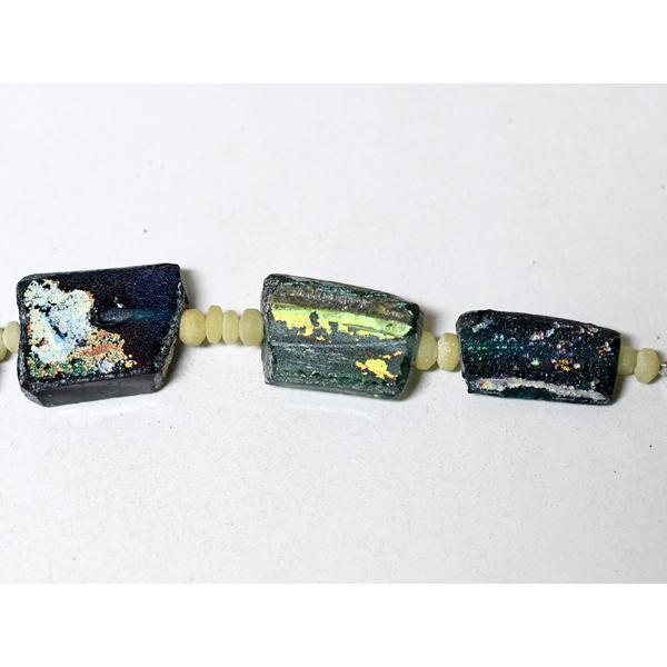 ●わくわくとんぼ玉★古代ローマングラス上質美銀化四角残欠片ビーズ一連2 蜻蛉玉【2301】【送料無料】【AB22001-2】_8