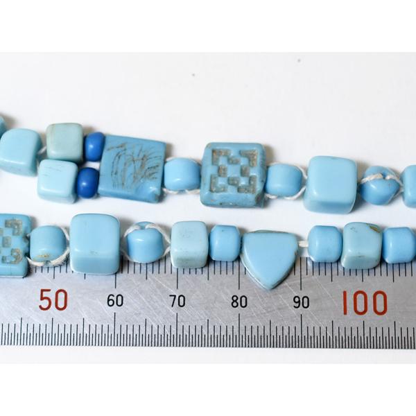 ●わくわく とんぼ玉★ANTIQUEボヘミア水色多型状ミックスビーズ一連 蜻蛉玉【2307】【送料無料】【AB23005】_5