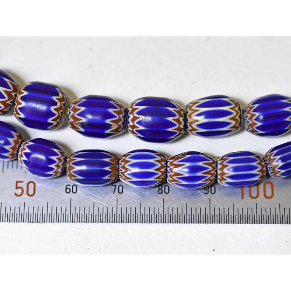 ○わくわく とんぼ玉☆ANTIQUEヴェネチア6層シェブロン小粒ビーズ一連7