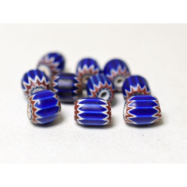 ●わくわくとんぼ玉★ANTIQUE6層ブルーシェブロン玉小粒10個セットS1 蜻蛉玉【2604】【送料無料】【CB23030C-S1】