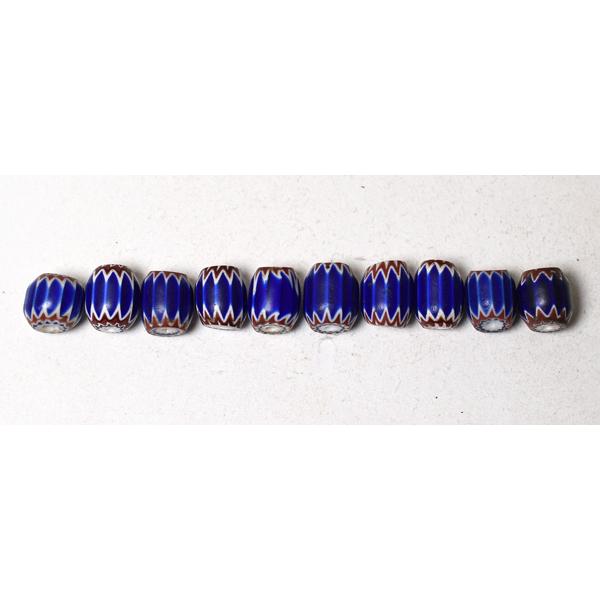 ●わくわくとんぼ玉★ANTIQUE6層ブルーシェブロン玉小粒10個セットS1 蜻蛉玉【2604】【送料無料】【CB23030C-S1】