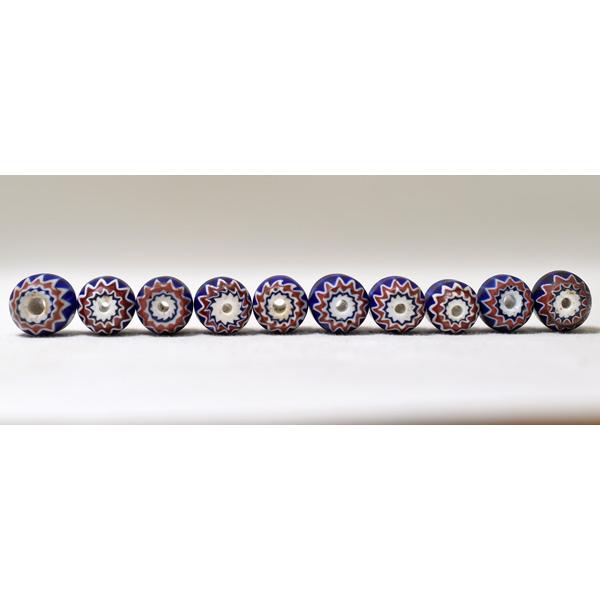 ●わくわくとんぼ玉★ANTIQUE6層ブルーシェブロン玉小粒10個セットS1 蜻蛉玉【2604】【送料無料】【CB23030C-S1】