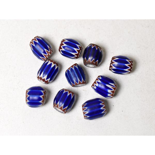 ●わくわくとんぼ玉★ANTIQUE6層ブルーシェブロン玉小粒10個セットS1 蜻蛉玉【2604】【送料無料】【CB23030C-S1】