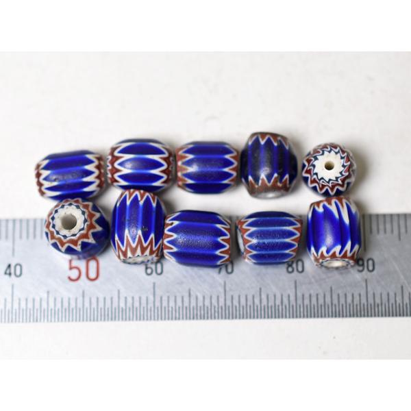 ●わくわくとんぼ玉★ANTIQUE6層ブルーシェブロン玉小粒10個セットS1 蜻蛉玉【2604】【送料無料】【CB23030C-S1】