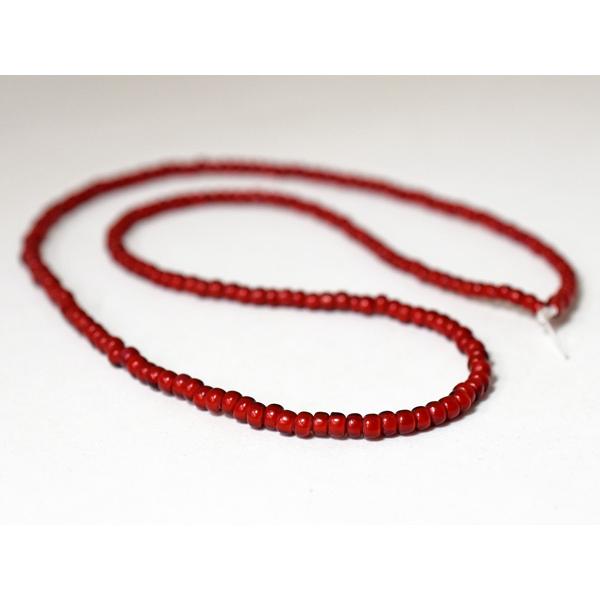 ○わくわく とんぼ玉☆ANTIQUE金赤ホワイトハーツ中小粒ビーズ一連A